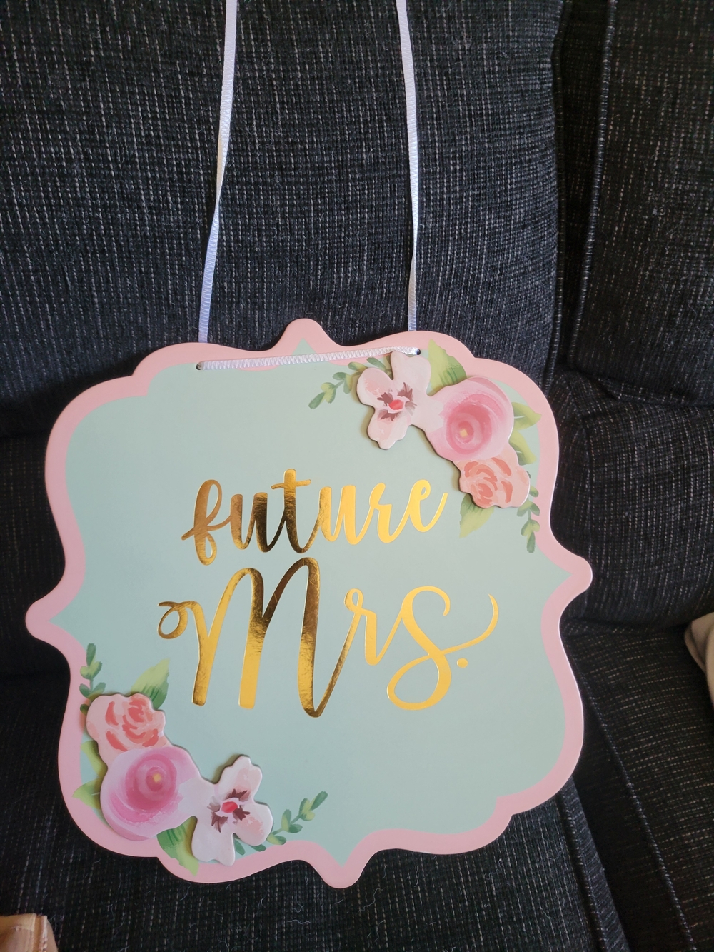Future Mrs. Hanging Sign - Mint and Pink Floral